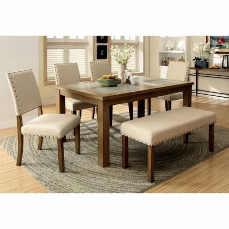 MELSTON I DINING TABLE+ 4 SIDE CHAIRS + BENCH CM3531T-GR6